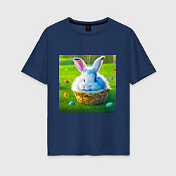 Женская футболка оверсайз Милый кролик в корзинке
