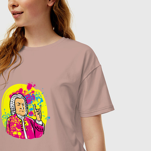 Женская футболка оверсайз Бах жив / Пыльно-розовый – фото 3