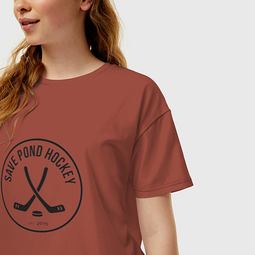 Женская футболка оверсайз Save Pond Hockey / Кирпичный – фото 3