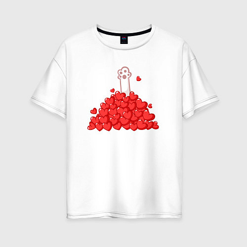Женская футболка оверсайз Куча сердечек / Белый – фото 1