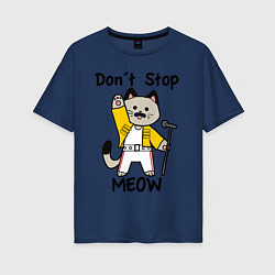 Футболка оверсайз женская Freddy MEOWcury, цвет: тёмно-синий