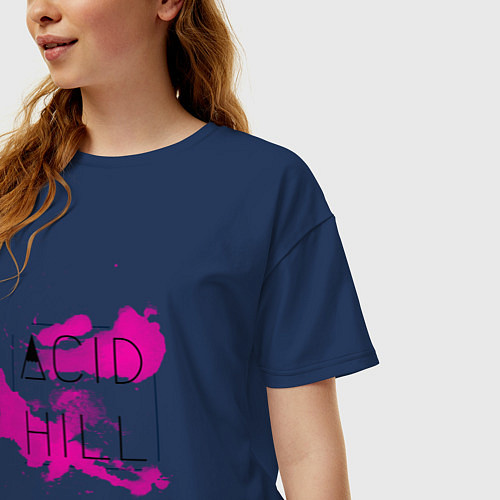 Женская футболка оверсайз Acid hill pink / Тёмно-синий – фото 3