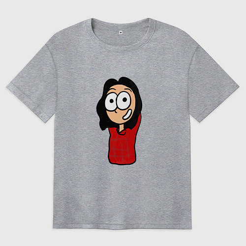 Женская футболка оверсайз Улыбка девушки / Меланж – фото 1