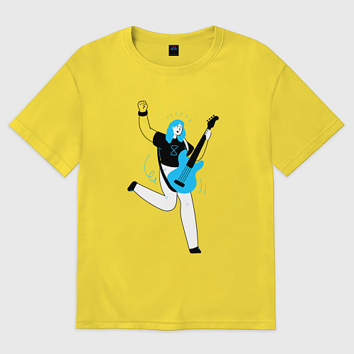 Женская футболка оверсайз Музыкант-гитарист / Желтый – фото 1