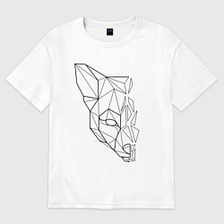 Футболка оверсайз женская Лиса полигональная геометрия, цвет: белый