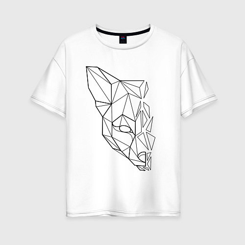 Женская футболка оверсайз Лиса полигональная геометрия / Белый – фото 1
