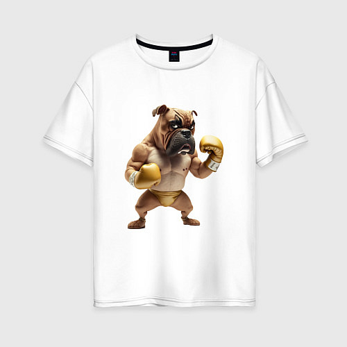 Женская футболка оверсайз Собака занимается боксом / Белый – фото 1