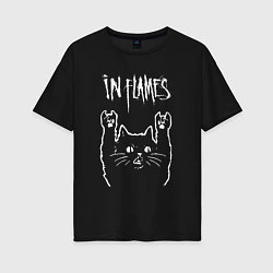 Женская футболка оверсайз In Flames рок кот