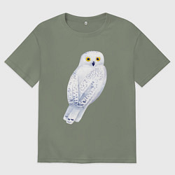 Футболка оверсайз женская Белая полярная сова, цвет: авокадо
