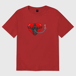 Футболка оверсайз женская Сердце и ключ, цвет: красный