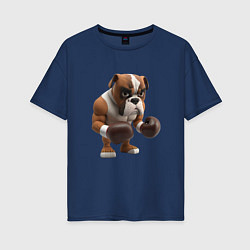 Женская футболка оверсайз Собака чемпион по боксу