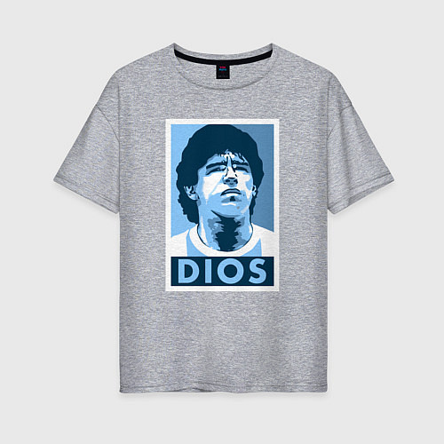 Женская футболка оверсайз Dios Maradona / Меланж – фото 1
