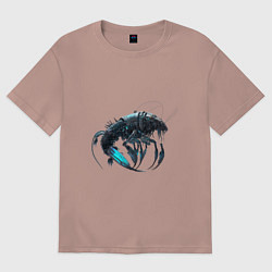 Футболка оверсайз женская Креветка киберпанк, цвет: пыльно-розовый