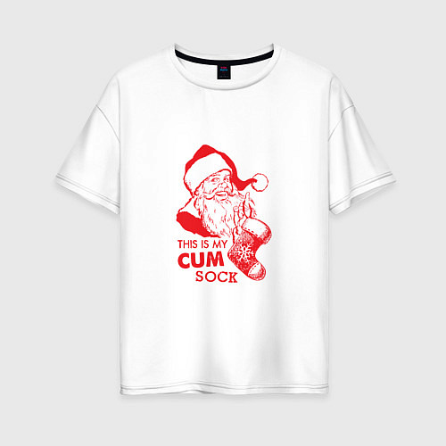 Женская футболка оверсайз My cum sock / Белый – фото 1