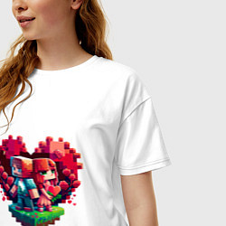 Футболка оверсайз женская Влюбленные в Minecraft, цвет: белый — фото 2