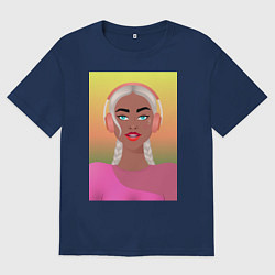 Женская футболка оверсайз Девушка меломан