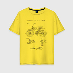 Женская футболка оверсайз Винтажный велосипед патент