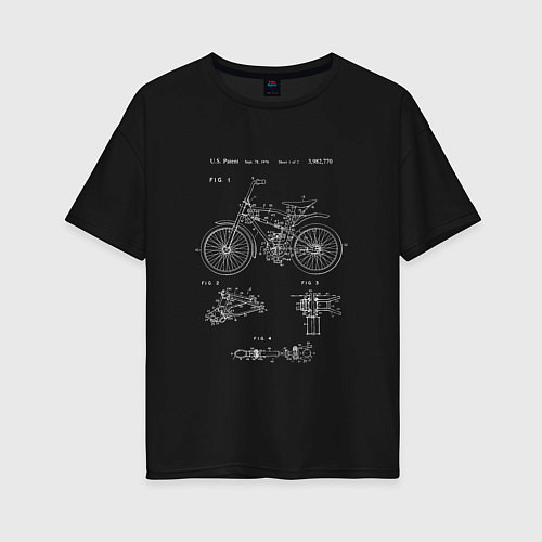 Женская футболка оверсайз Патент на винтажный велосипед / Черный – фото 1