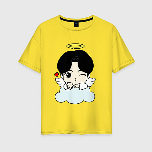 Женская футболка оверсайз Jin - ангелочек из бтс / Желтый – фото 1