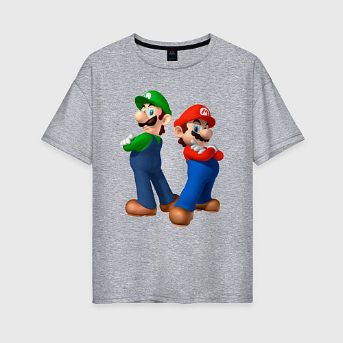Женская футболка оверсайз Марио и Луиджи / Меланж – фото 1