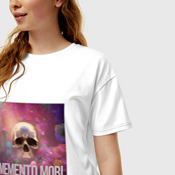 Футболка оверсайз женская Череп в цветах memento mori, цвет: белый — фото 2