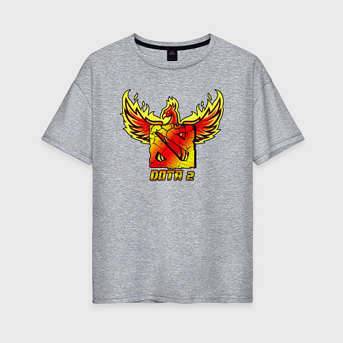 Женская футболка оверсайз Дота 2 - огненный феникс / Меланж – фото 1