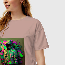 Футболка оверсайз женская Комуфляж воина, цвет: пыльно-розовый — фото 2