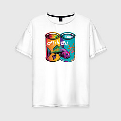 Женская футболка оверсайз Рыбы поп арт - fish oil