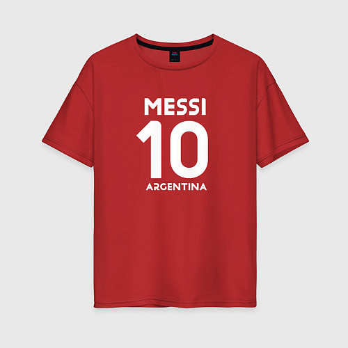 Женская футболка оверсайз Аргентина Месси автограф / Красный – фото 1