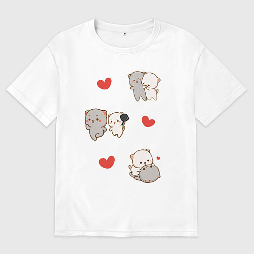 Женская футболка оверсайз Стикеры Котиков / Белый – фото 1