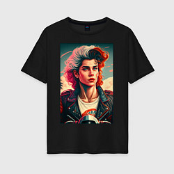 Футболка оверсайз женская Miami retro, цвет: черный