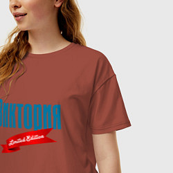 Футболка оверсайз женская Виктория - limited edition, цвет: кирпичный — фото 2