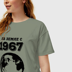 Футболка оверсайз женская На Земле с 1967 с краской на светлом, цвет: авокадо — фото 2