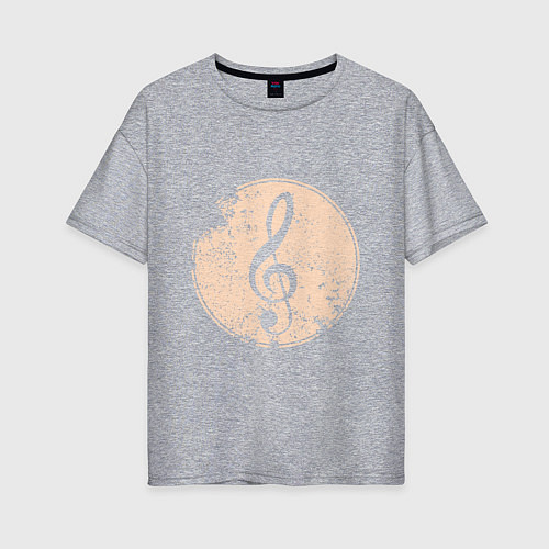 Женская футболка оверсайз Музыка - скрипичный ключ / Меланж – фото 1