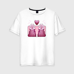 Женская футболка оверсайз Любовь котика лапки