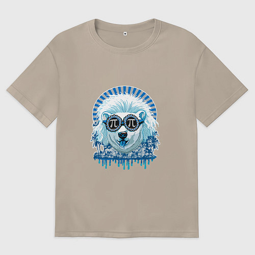 Женская футболка оверсайз Blue bear / Миндальный – фото 1