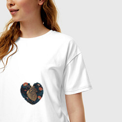Футболка оверсайз женская Сердце самуая, цвет: белый — фото 2