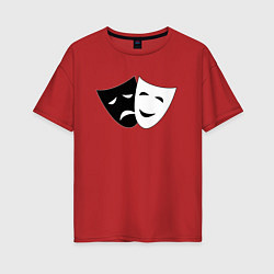 Женская футболка оверсайз Театральные маски грусти и радости
