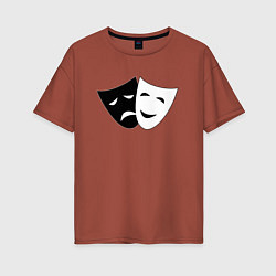 Женская футболка оверсайз Театральные маски грусти и радости
