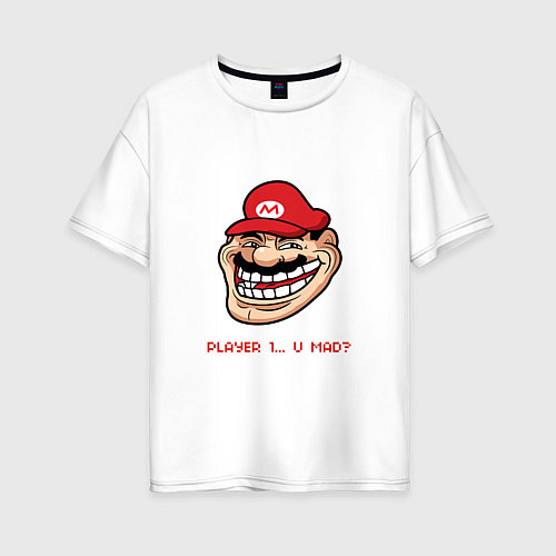 Женская футболка оверсайз Mario player 1 / Белый – фото 1