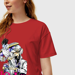 Футболка оверсайз женская Star Platinum stand of Jotaro Kujo, цвет: красный — фото 2