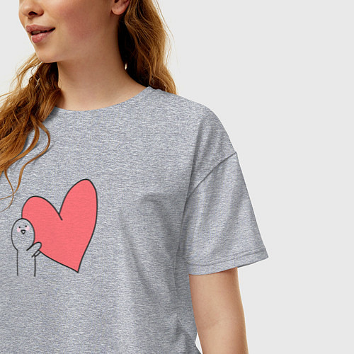 Женская футболка оверсайз Сердце - мем / Меланж – фото 3