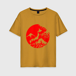 Женская футболка оверсайз Флаг Японии - красное солнце