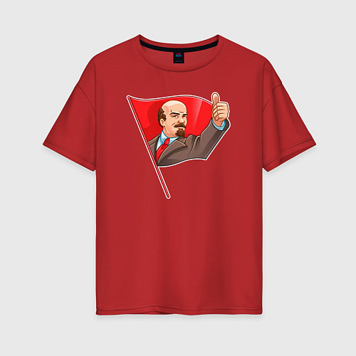 Женская футболка оверсайз Ленин одобряет / Красный – фото 1