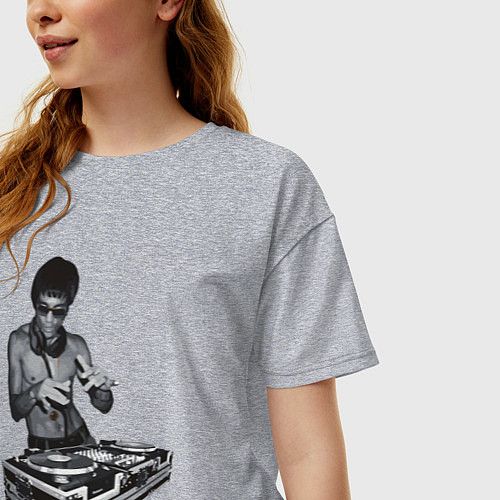 Женская футболка оверсайз DJ Bruce Lee / Меланж – фото 3