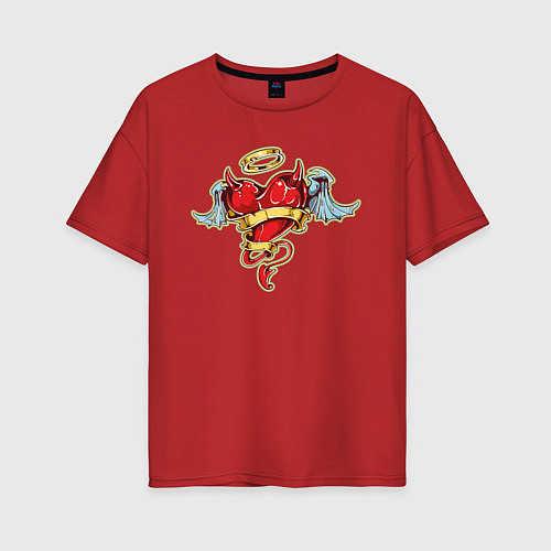 Женская футболка оверсайз Сердце дьявол / Красный – фото 1