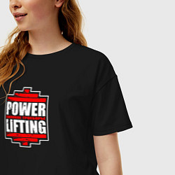 Футболка оверсайз женская Power lifting спорт для сильных, цвет: черный — фото 2