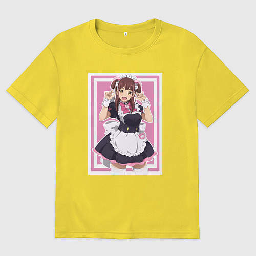 Женская футболка оверсайз Радостная Нагоми - Война горничных Акибы / Желтый – фото 1