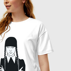Футболка оверсайз женская Wednesday Addams портрет, цвет: белый — фото 2