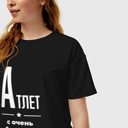 Футболка оверсайз женская Атлет с очень большой буквы, цвет: черный — фото 2